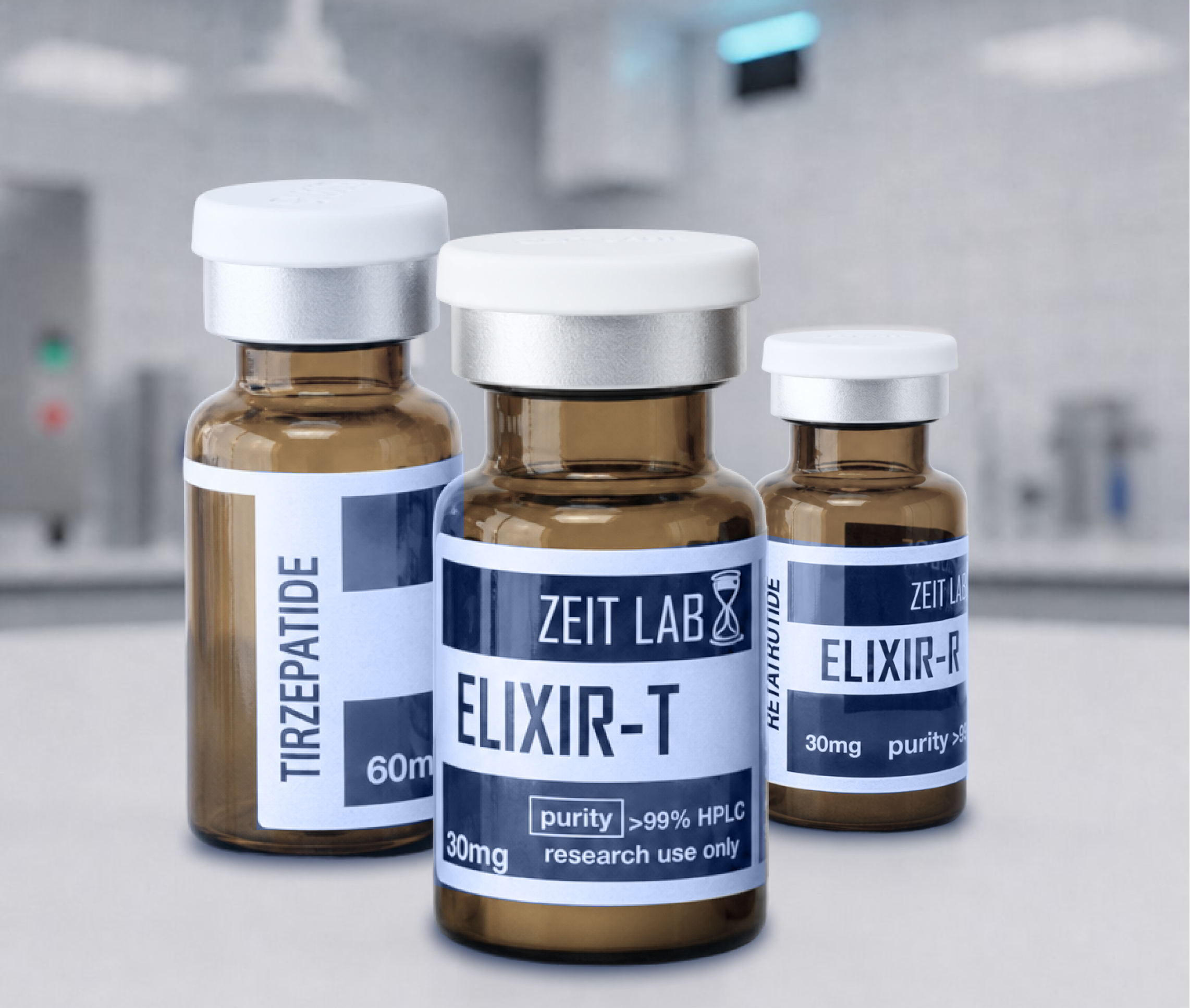 ZEIT LAB research peptide vials in a laboratory setting